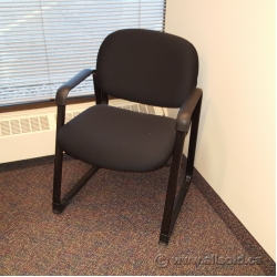 Black Fabric Sleigh Guest Side Chair